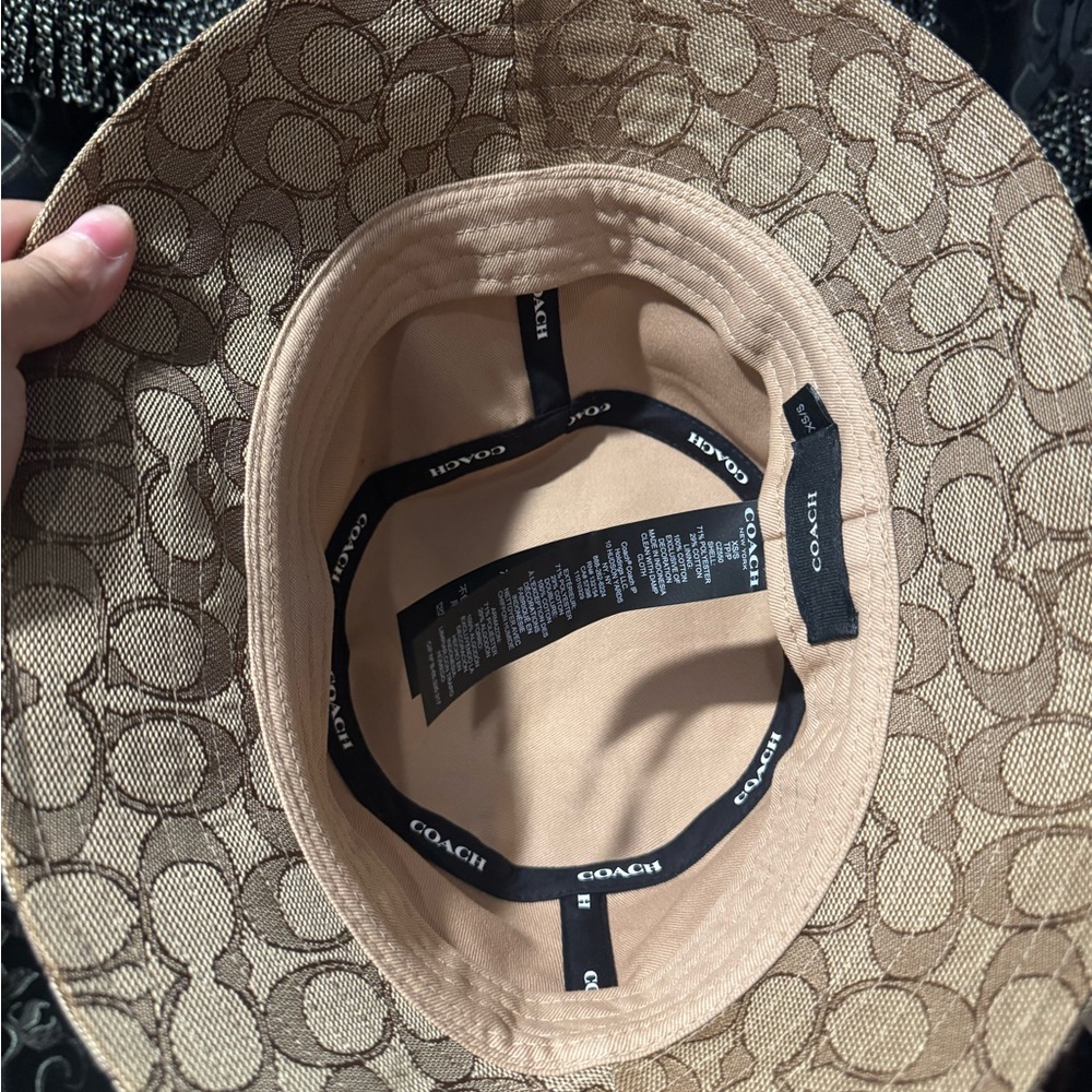 Coach Heart Cherries Print Bucket Hat in Brown and Pink - Picture 5 of 6
